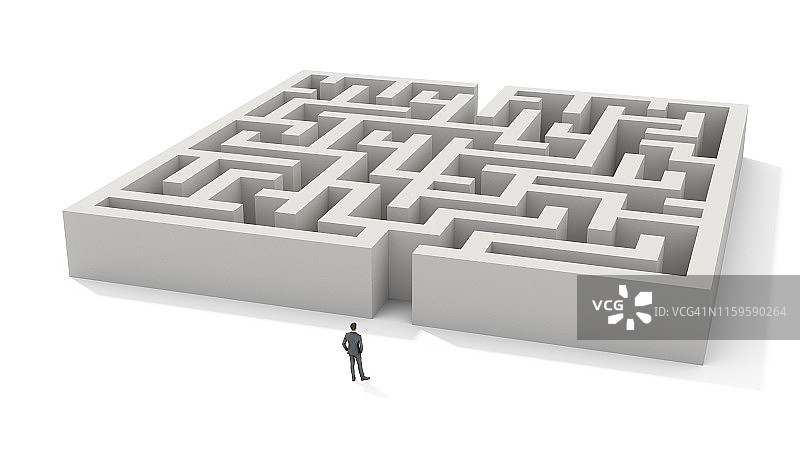 3D渲染：迷宫前的男人图片素材
