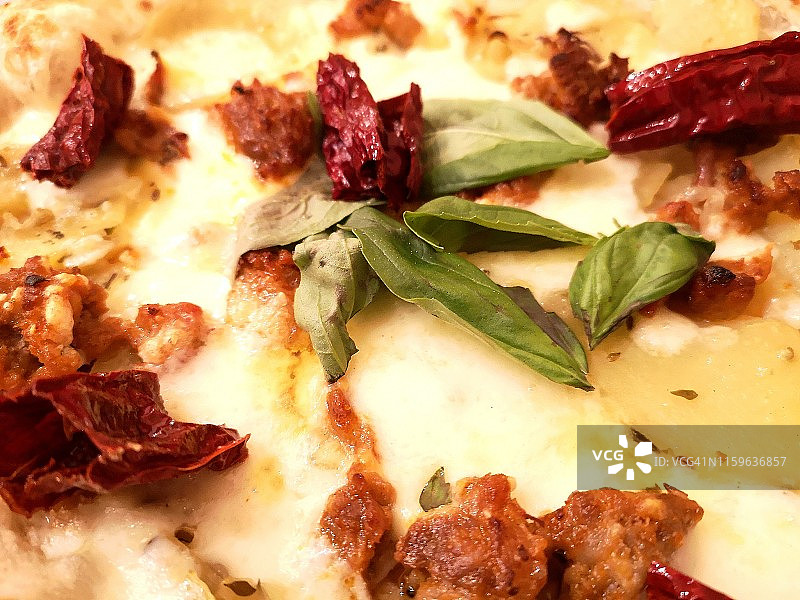 美味的意大利披萨特写图片素材