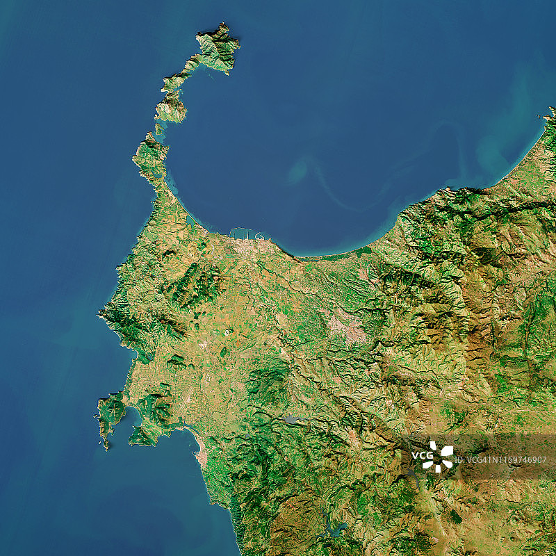 2019年2月意大利撒丁岛努拉地形图俯视图图片素材