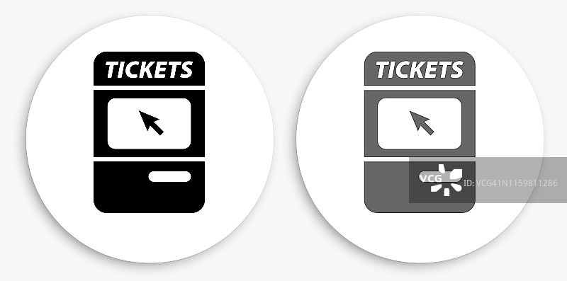 黑白圆形售票亭图标图片素材