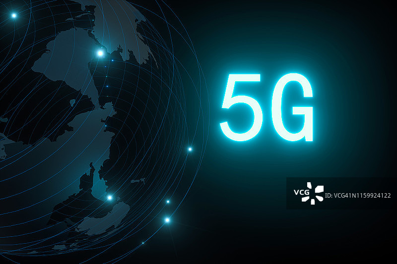 带有地球的5G，3D渲染图片素材