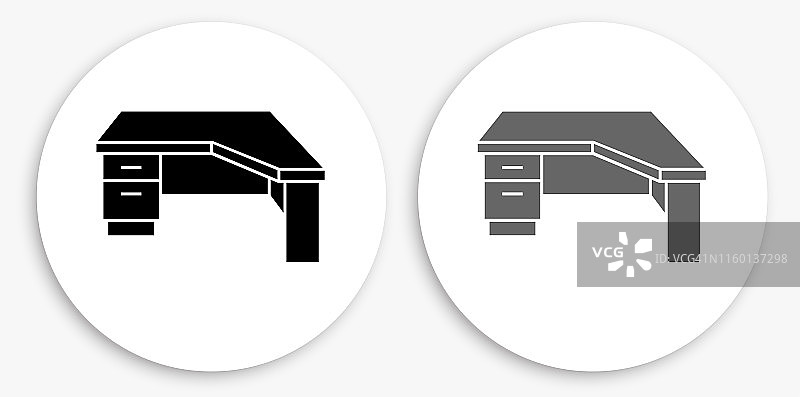 办公室办公桌黑白圆形图标图片素材