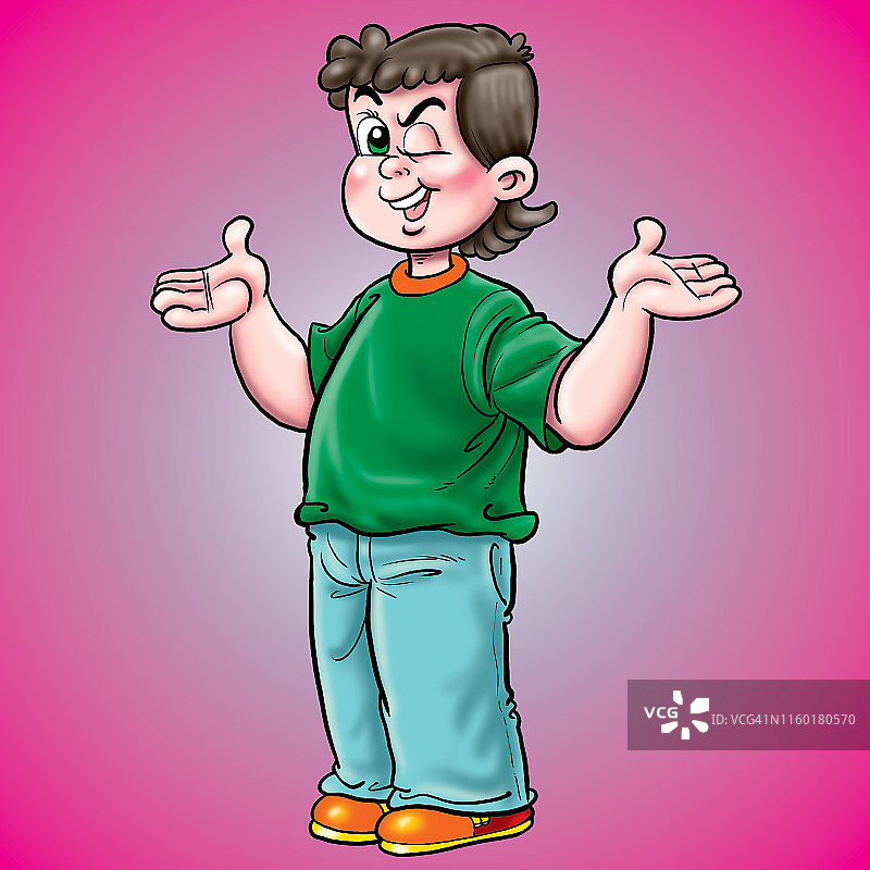 眨眼表情的可爱男孩图片素材