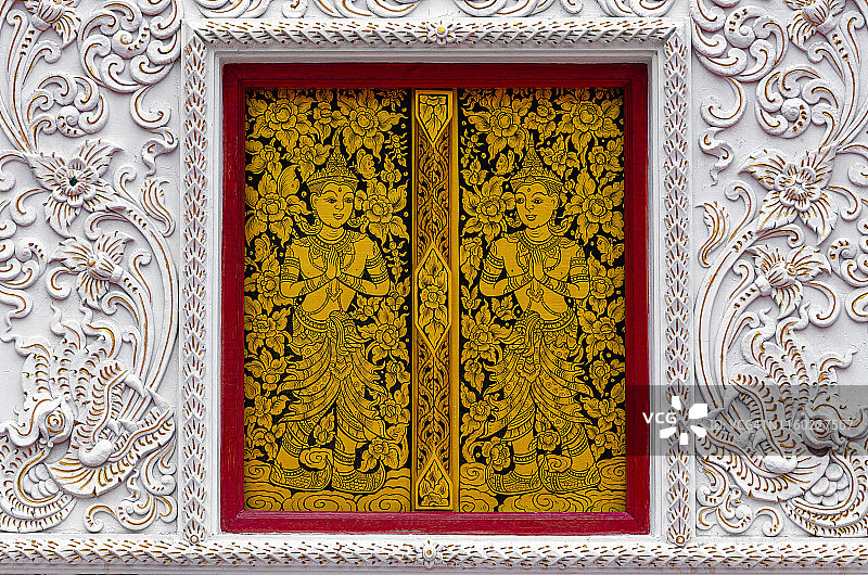 清迈寺庙的窗户图片素材