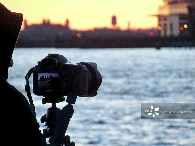 纽约布鲁克林大桥公园日落风光摄影图片素材