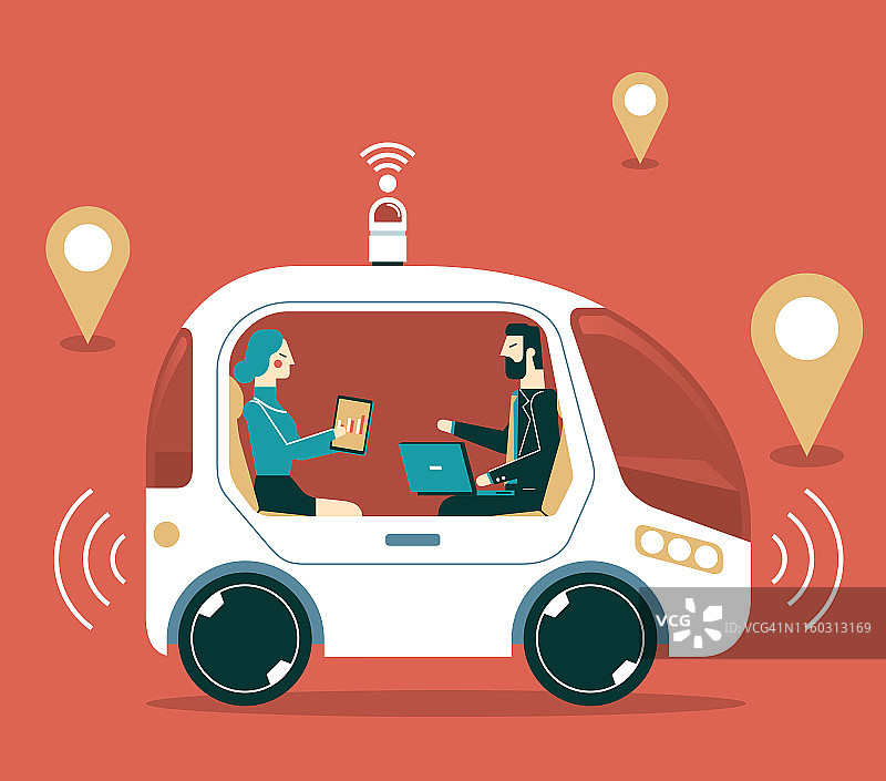 自动驾驶汽车-商务人士图片素材