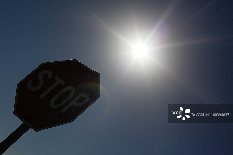 美国杆式交通标志图片素材