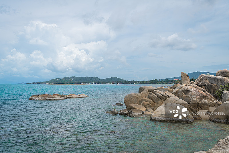 泰国苏梅岛拉迈海滩的阿公石和阿妈石图片素材