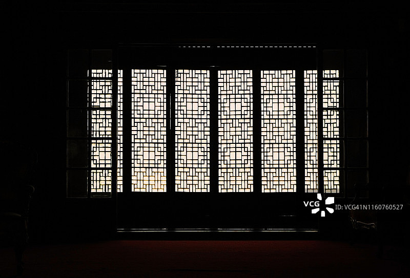 韩国首尔景福宫室内窗户景观图片素材