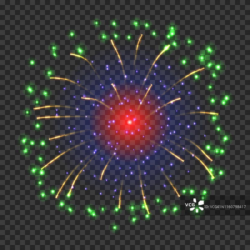 红绿闪耀的烟花图片素材