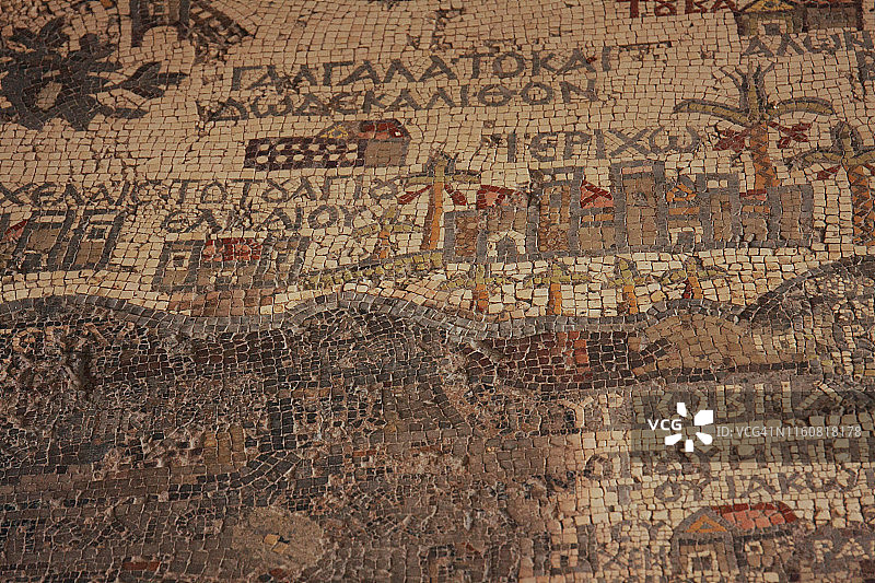 约旦马达巴圣地地图拜占庭马赛克图片素材
