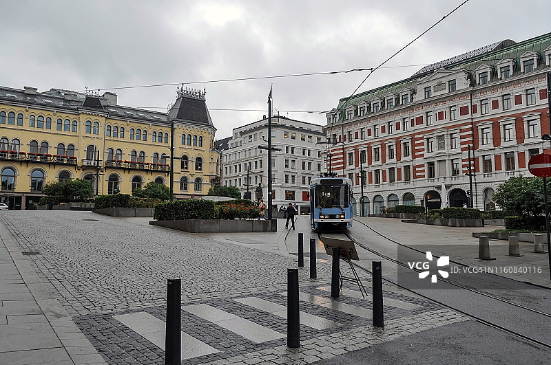 雨天中的奥斯陆城市街道图片素材