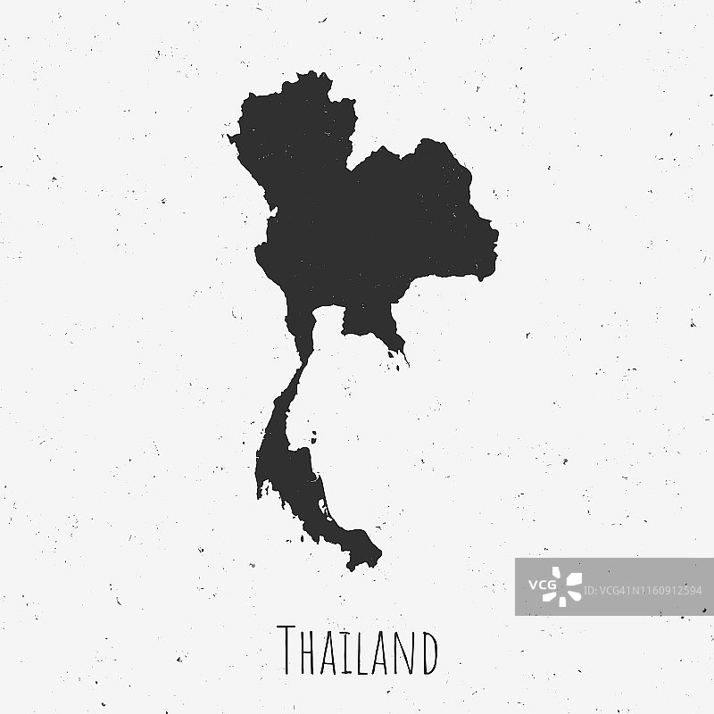 复古风格泰国地图，做旧白色背景图片素材
