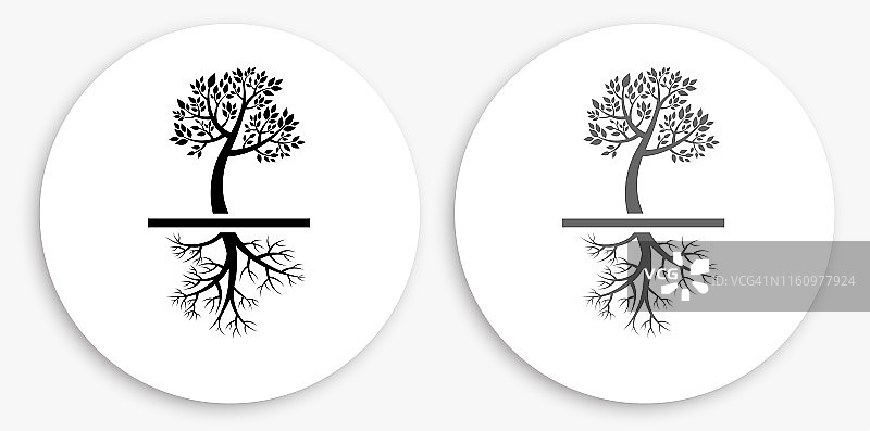 黑白圆形树木图标图片素材