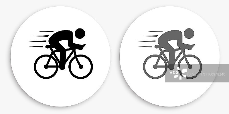 骑自行车男子黑白圆形图标图片素材
