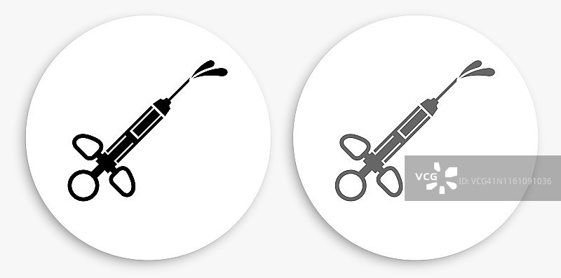 医用注射器黑白圆形图标图片素材