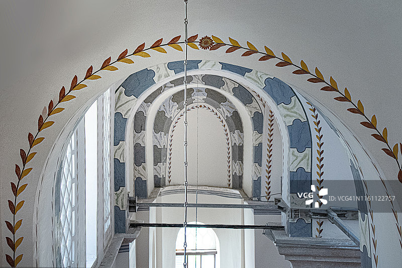 最近修复的莫拉泽伊雷克清真寺内部，土耳其伊斯坦布尔法提赫区图片素材