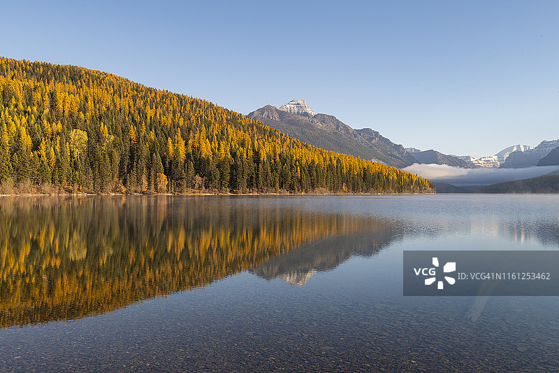 美国蒙大拿州冰川国家公园的弓箭手湖图片素材