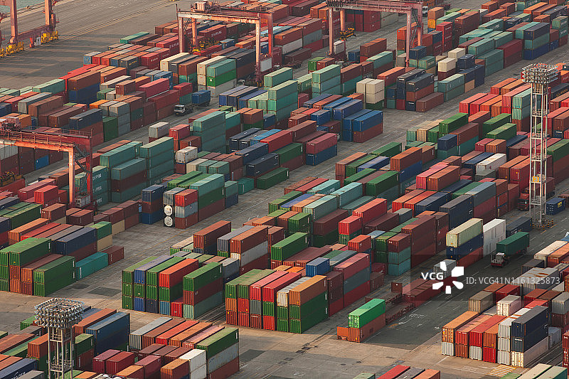 韩国釜山港空中鸟瞰图片素材