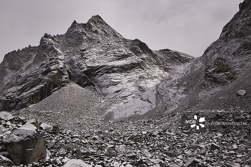 从措拉山口向东看的景色，经由廓克约徒步到达珠穆朗玛峰大本营，尼泊尔图片素材
