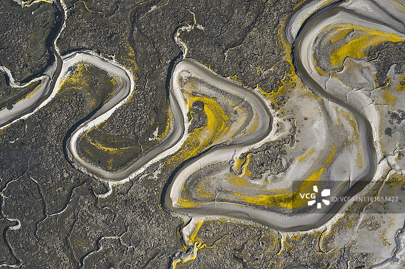 英国威尔士沼泽地航拍影像图片素材