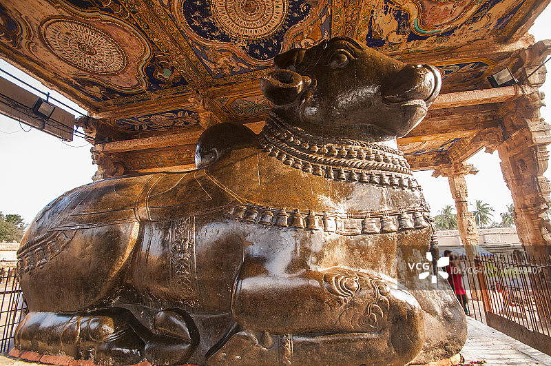 坦贾武尔寺的大南迪雕像，图片素材