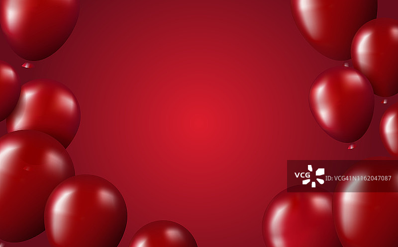 红色气球红色渐变背景卡片布局图片素材