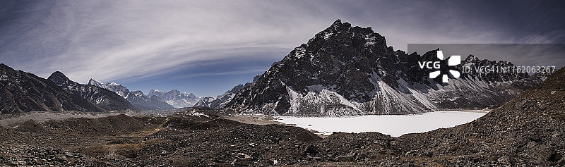 尼泊尔珠穆朗玛峰大本营附近Gokyo的第五湖全景banner图片素材