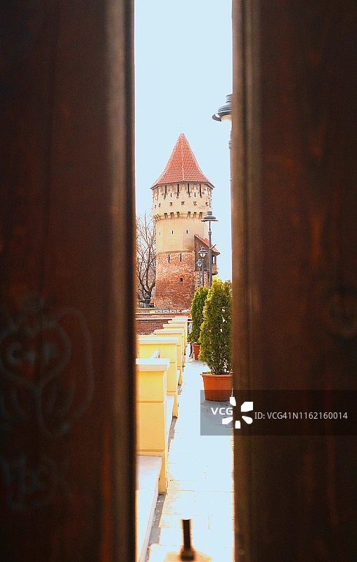 从罗马尼亚特兰西瓦尼亚锡比乌市的塔楼看到的城市景色图片素材