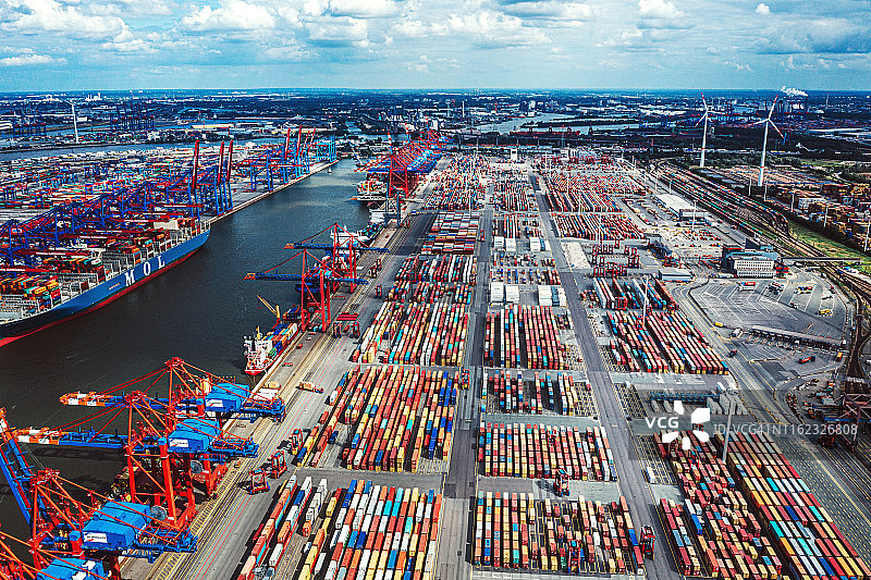 集装箱港口鸟瞰图图片素材