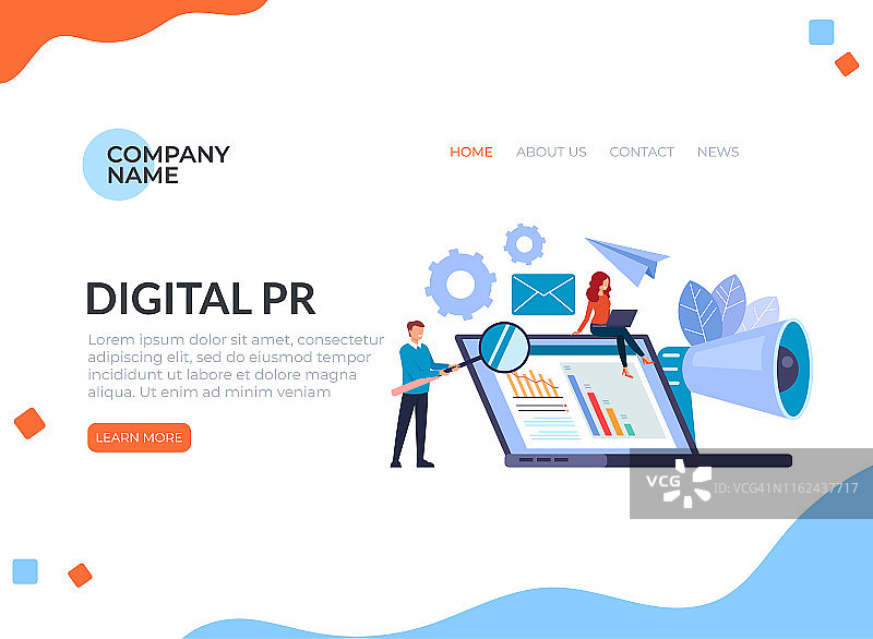 管理团队工作场景插画：公关数字化管理概念banner图片素材