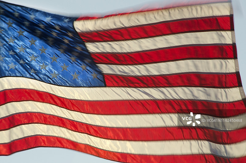 风中的美国国旗图片素材