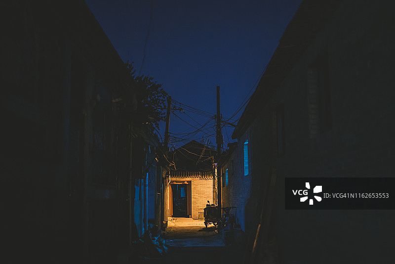 北京胡同夜景图片素材