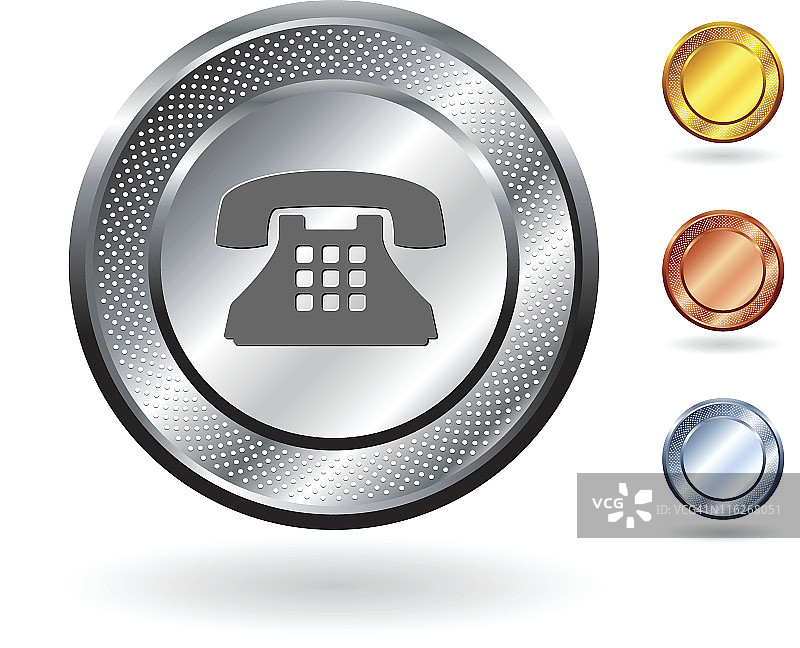 金属按钮上的免版税电话矢量艺术图片素材