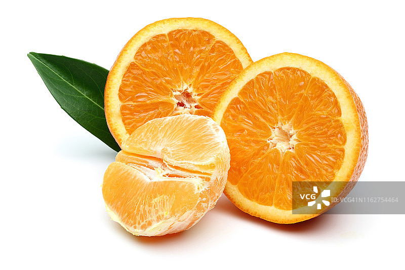 带叶新鲜橙子图片素材