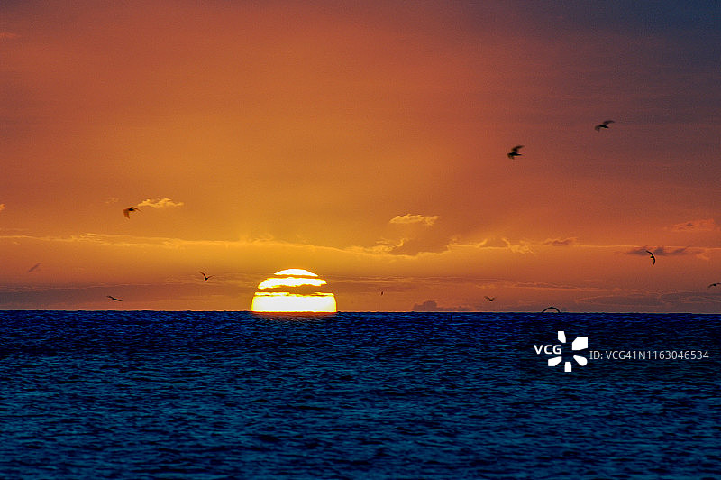 珊瑚海日落，摄于澳大利亚苍鹭岛。图片素材