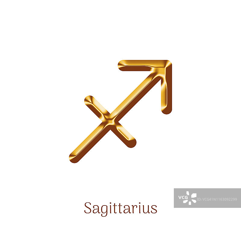 白色背景上的金色射手座星座标志图片素材