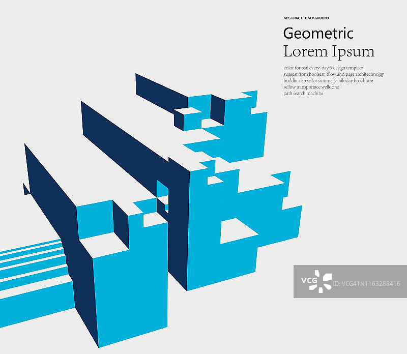 蓝色3D几何立方体模型简约图案背景图片素材
