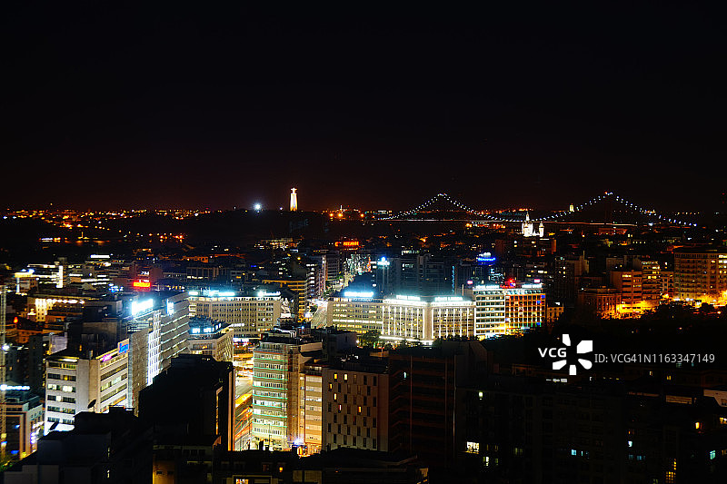 里斯本夜景长曝光图片素材