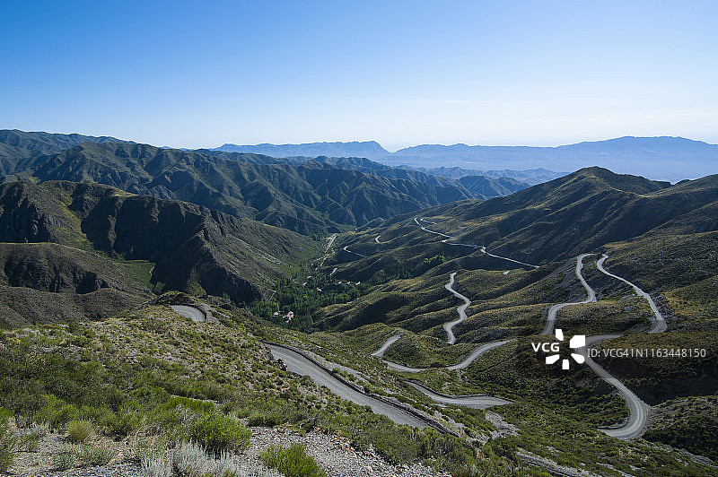 阿根廷门多萨附近的蜿蜒山路图片素材