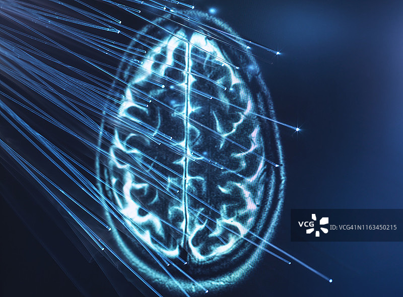 人工智能：光纤将数据传输到大脑图片素材