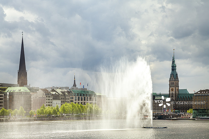 德国汉堡：内阿尔斯特与阿尔斯特喷泉广场图片素材