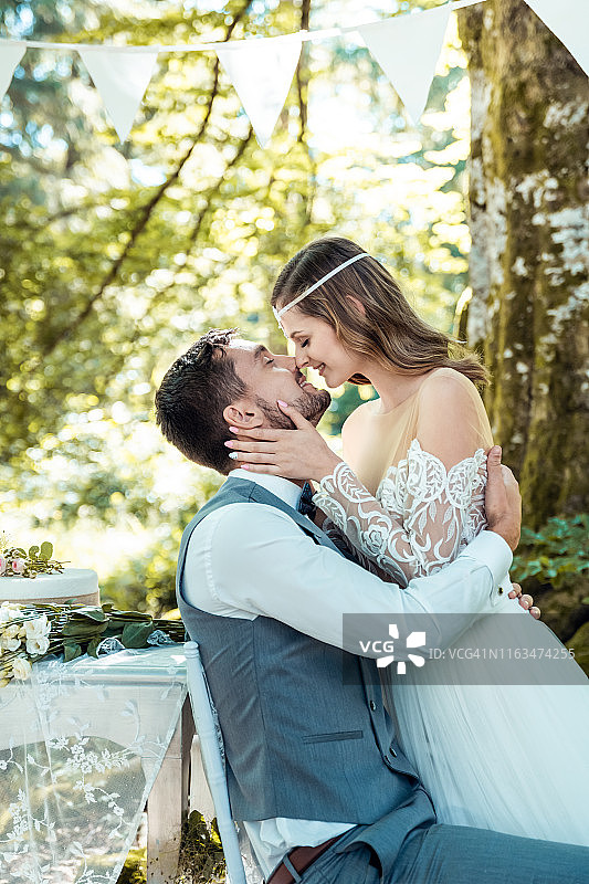 美丽的新婚夫妇的画像图片素材