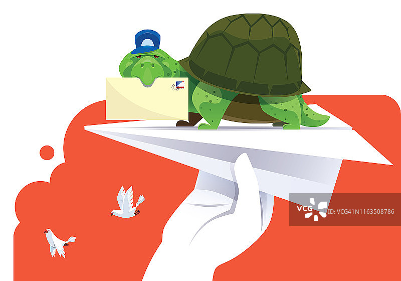 快递乌龟与纸飞机图片素材