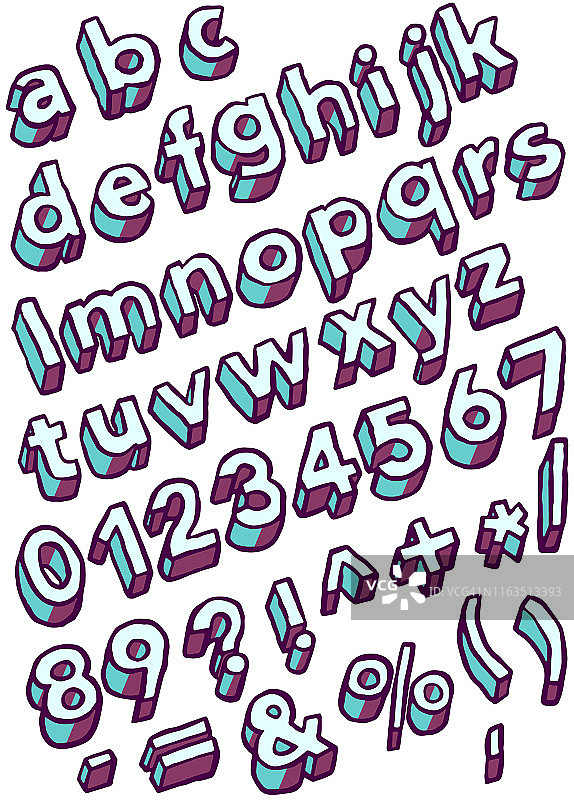 字母小写草图三维图片素材