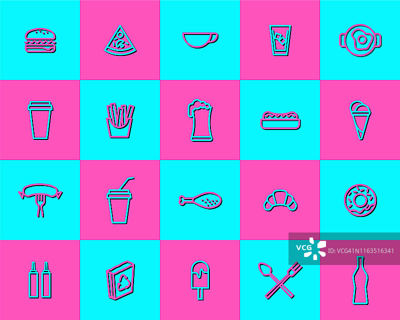 扁平风格快餐图标合集图片素材