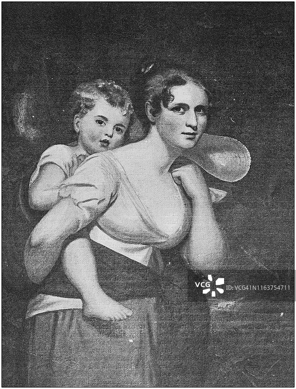 古董画作插图：母亲形象图片素材