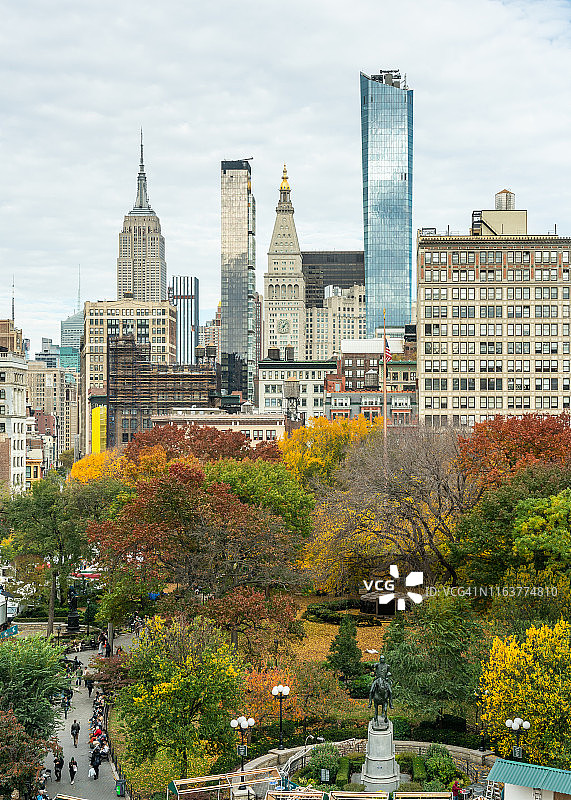 高角度拍摄的秋季纽约联合广场公园图片素材