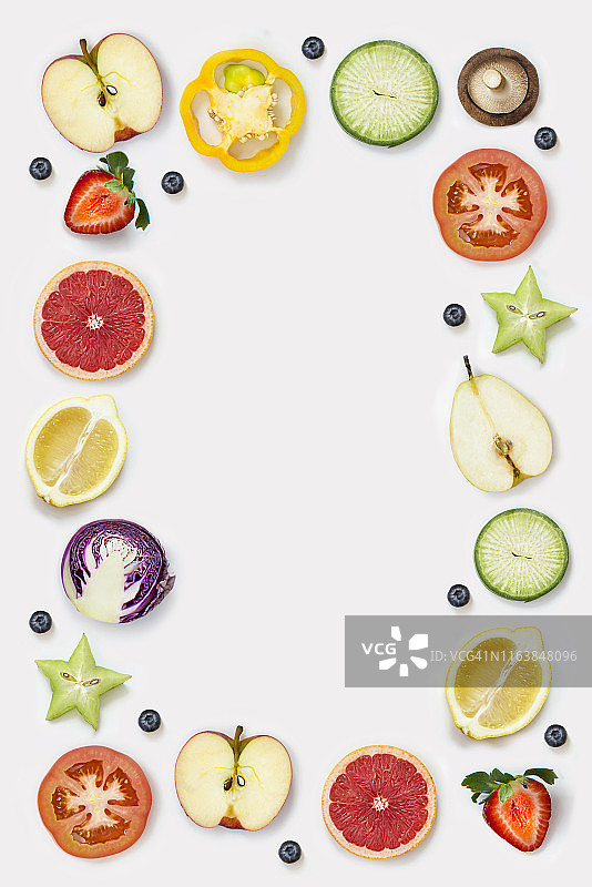 蔬菜和水果的横截面图片素材