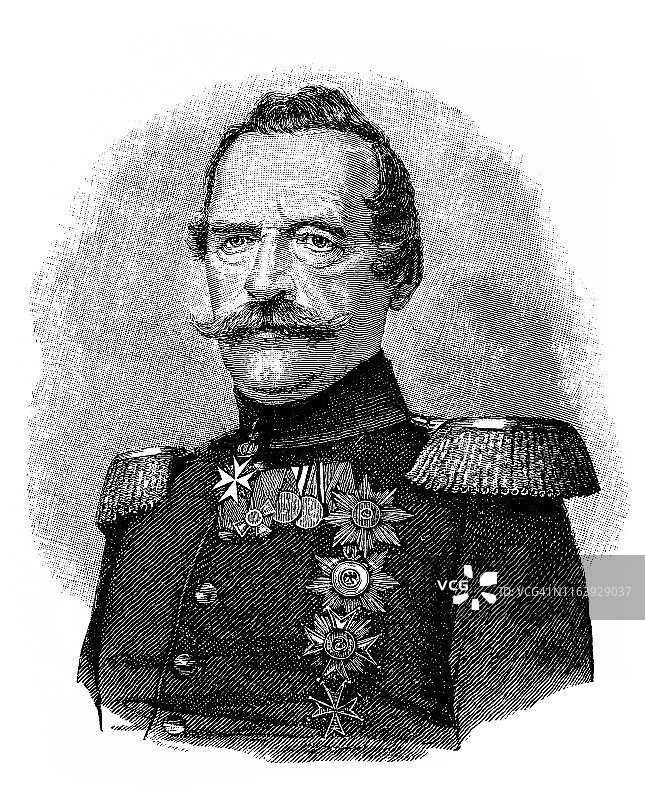 阿尔布雷希特·特奥多尔·埃米尔·格拉夫·冯·罗恩（1803-1879）：普鲁士士兵和政治家，1859年至1873年担任战争部长图片素材
